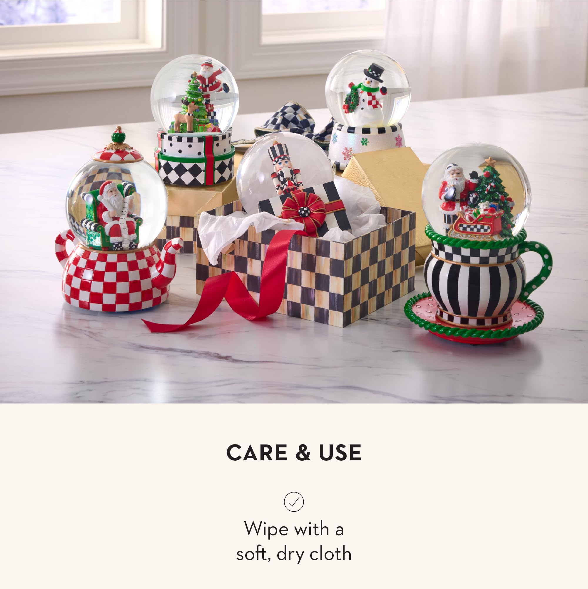 Amazon.com: MACKENZIE CHILDS Snow Globe, Christmas Decor for